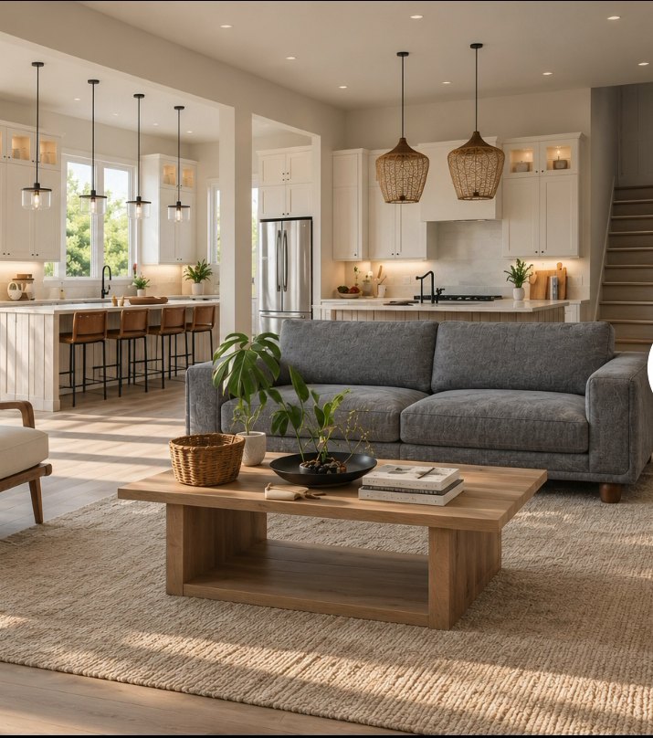 Original: the same living room with a grey sofa