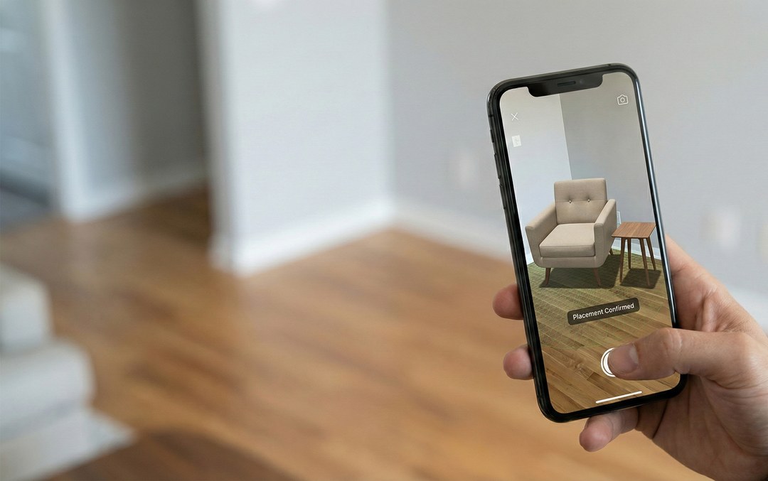 AR furniture preview in a real room