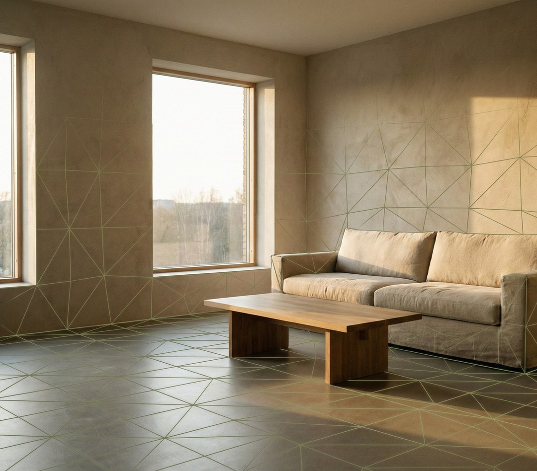 Spatial AI wireframe scanning a living room